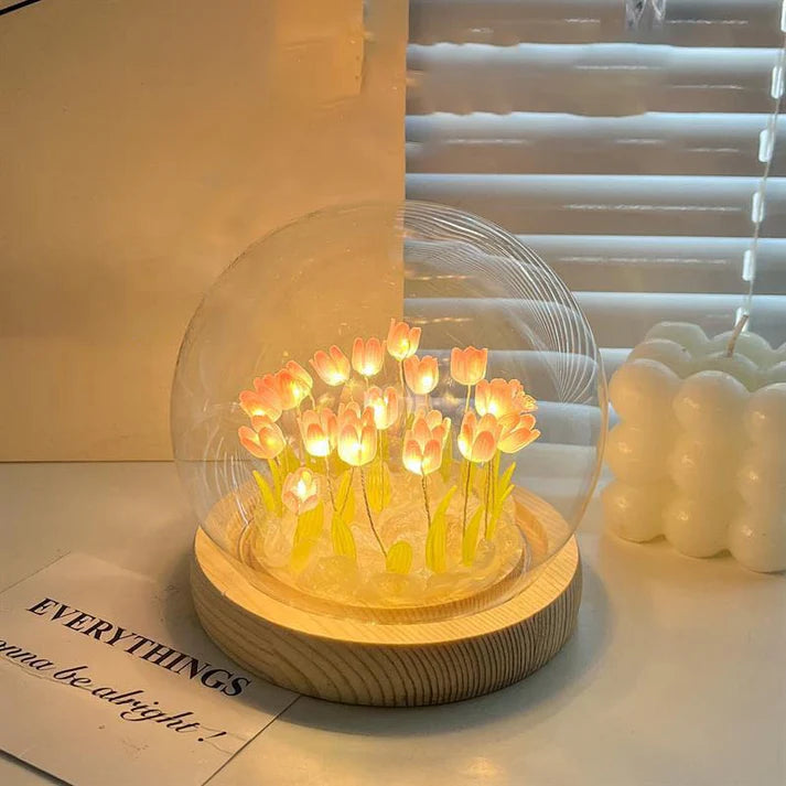 DIY Tulip Lamp | Elegant Circle Tulip Lamp with Warm LED Glow 🌷✨