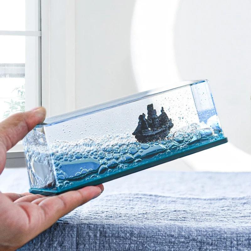 Black Pearl Ship in Fluid Liquid Drift Bottle - Zadon