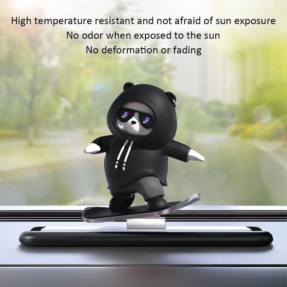 Skateboarding Bear Car Decor | Fun Car Interior Decoration | Cute Dashboard Ornament