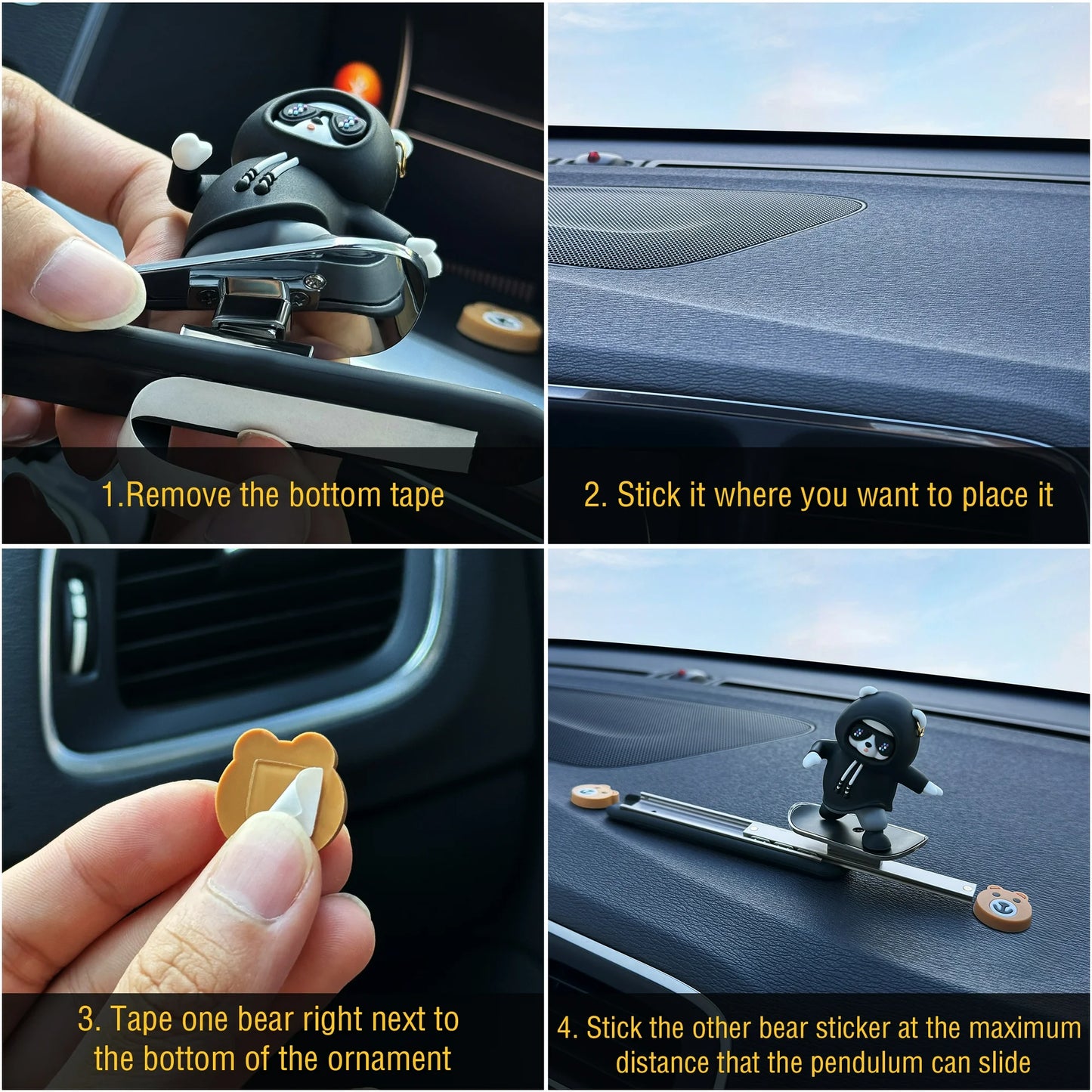 Skateboarding Bear Car Decor | Fun Car Interior Decoration | Cute Dashboard Ornament