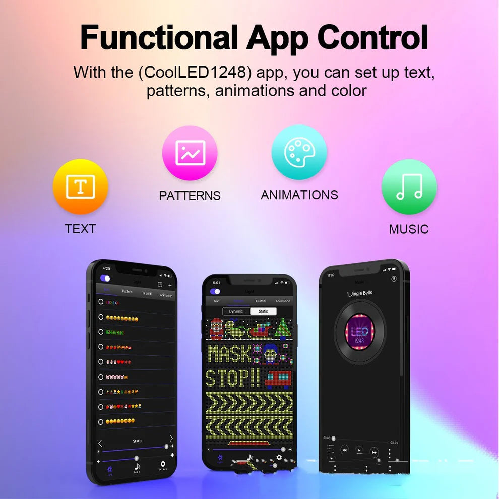 Flexible LED Matrix Panel Light – Bluetooth Programmable Car LED Display & Devil Eye Effect