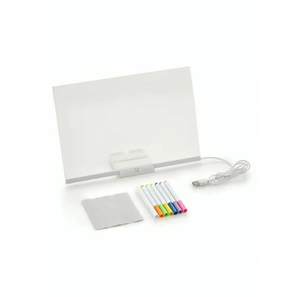 LED Message Board Note with Stand & 7 Neon Pens – Acrylic Glow Memo Board for Office, School, Home, Shop