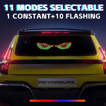 Demon eye LED lights in a rear windscreen showing the eleven selectable modes