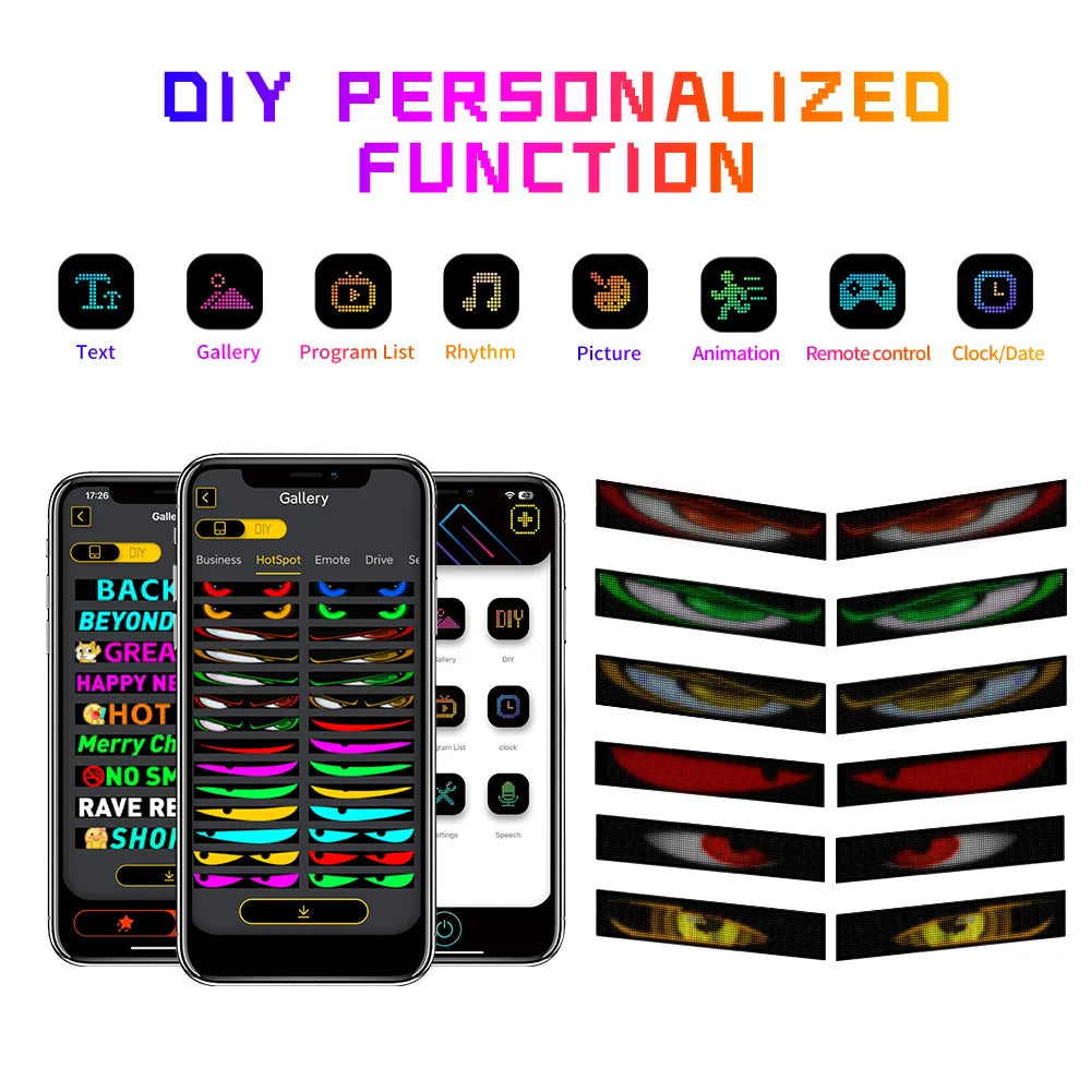 iPixel Color app gallery of devil eye designs for the LED matrix panel