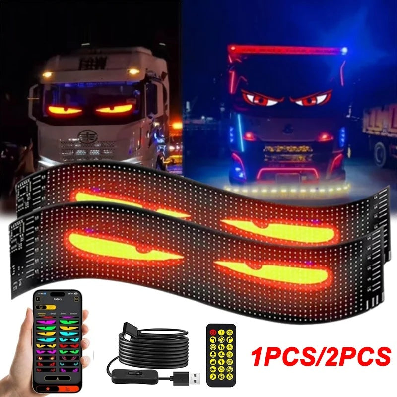 Pair of flexible devil eye LED matrix panels with app and IR remote control