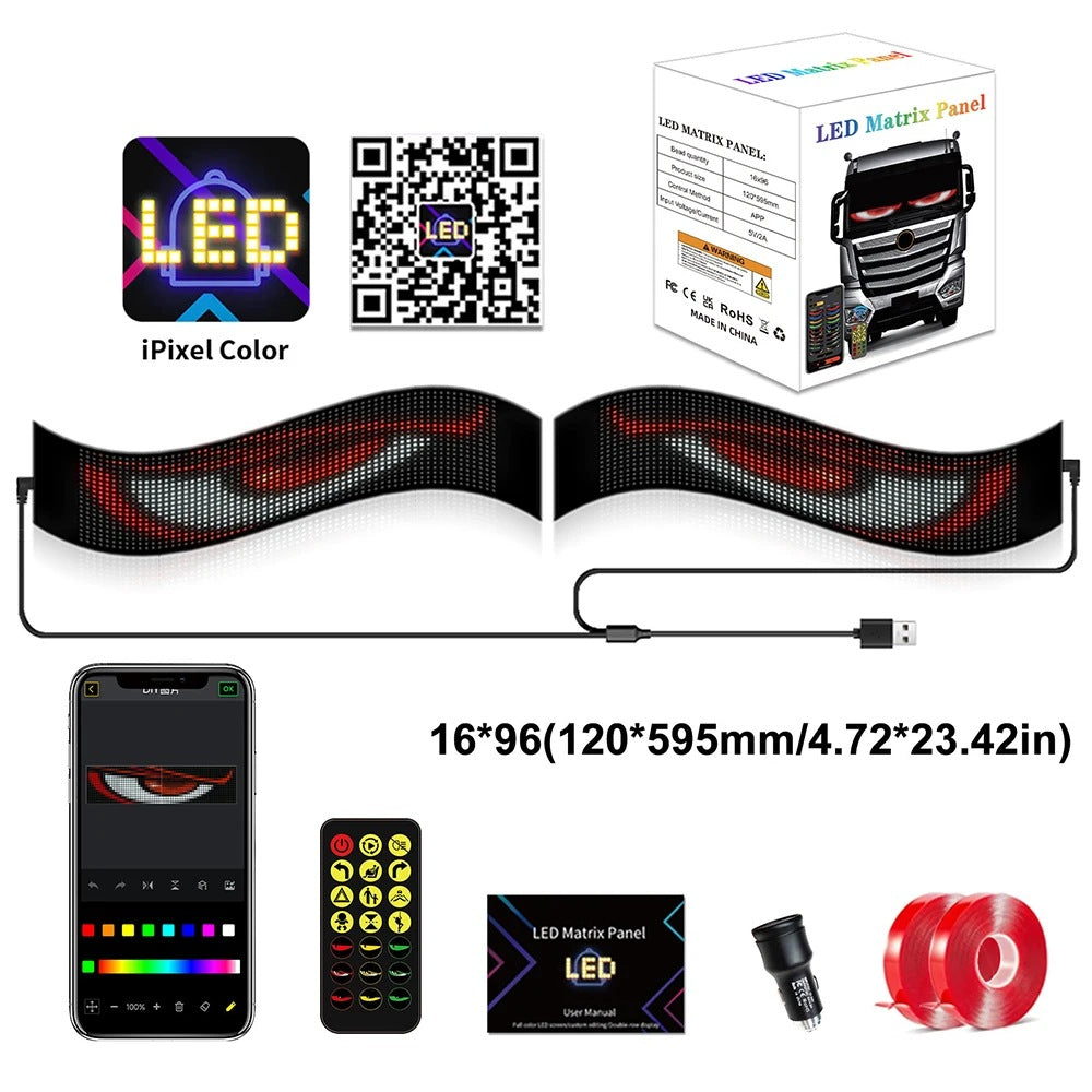 Devil eye LED panel size 120 x 595 mm, 16 x 96 matrix, with box contents