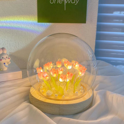 DIY Tulip Lamp | Elegant Circle Tulip Lamp with Warm LED Glow 🌷✨