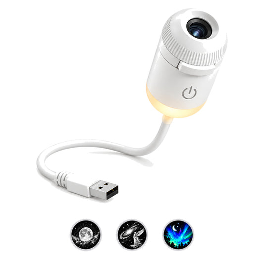 ZADON galaxy star projector night light in white with flexible USB neck and three projection films