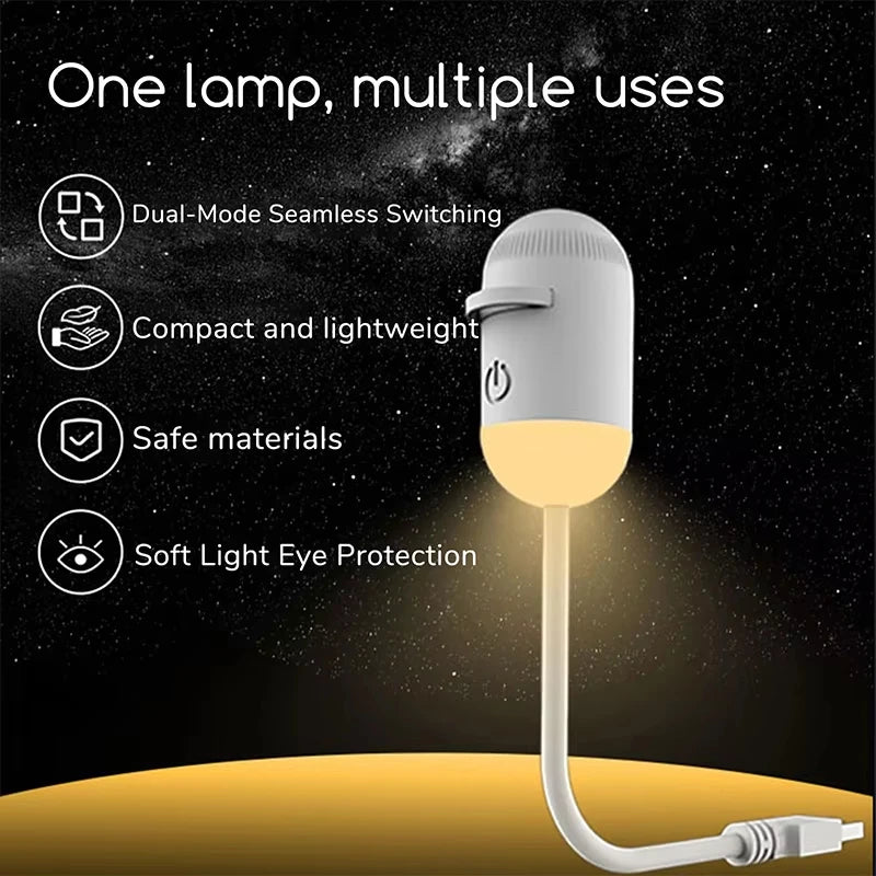 Galaxy projector folded down as a warm USB night light