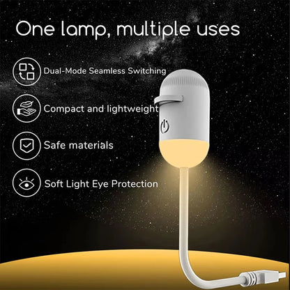 Galaxy projector folded down as a warm USB night light