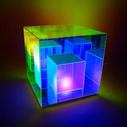 Infinity Cube Lamp – Table Lamp with Prism Glass Effect ✨ Perfect for Home & Office Décor