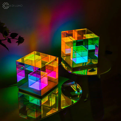 Infinity Cube Lamp – Table Lamp with Prism Glass Effect ✨ Perfect for Home & Office Décor