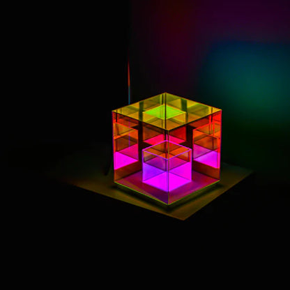 Infinity Cube Lamp – Table Lamp with Prism Glass Effect ✨ Perfect for Home & Office Décor