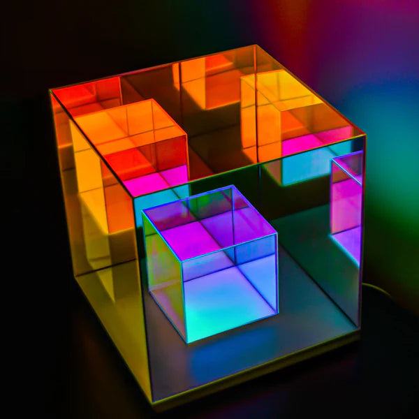 Infinity Cube Lamp – Table Lamp with Prism Glass Effect ✨ Perfect for Home & Office Décor