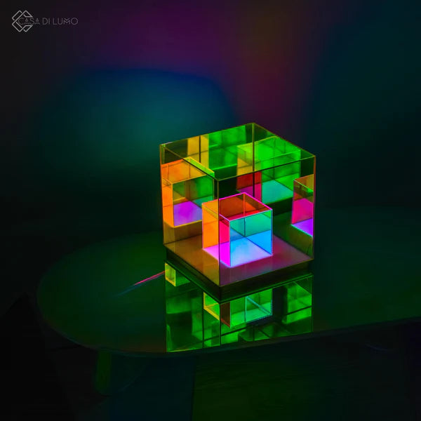 Infinity Cube Lamp – Table Lamp with Prism Glass Effect ✨ Perfect for Home & Office Décor