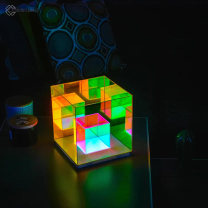 Infinity Cube Lamp – Table Lamp with Prism Glass Effect ✨ Perfect for Home & Office Décor