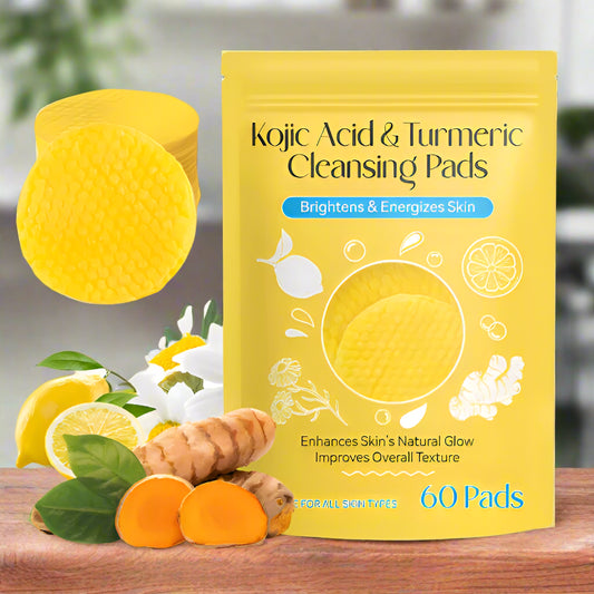 Kojic Acid & Turmeric Natural Cleansing Pads - Brighten Skin, Reduce Dark Spots