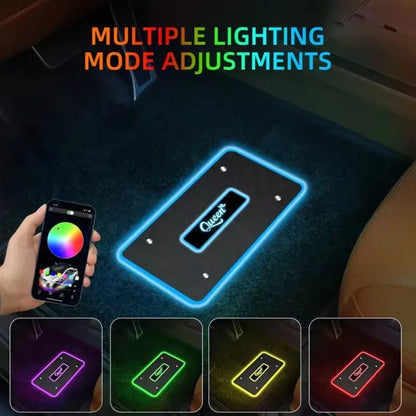 Car floor mat light shown in blue, purple, green, yellow and red modes