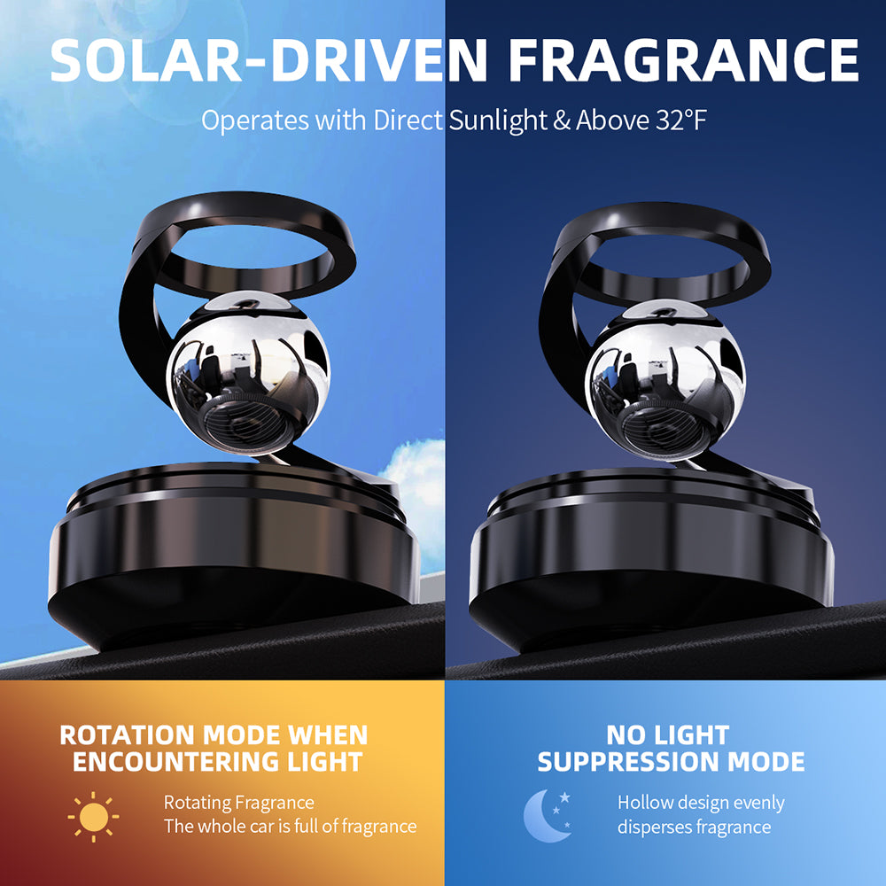 Solar Powered Levitating Car Air Freshener | Automatic 360° Rotation | Luxury Solar Car Perfume