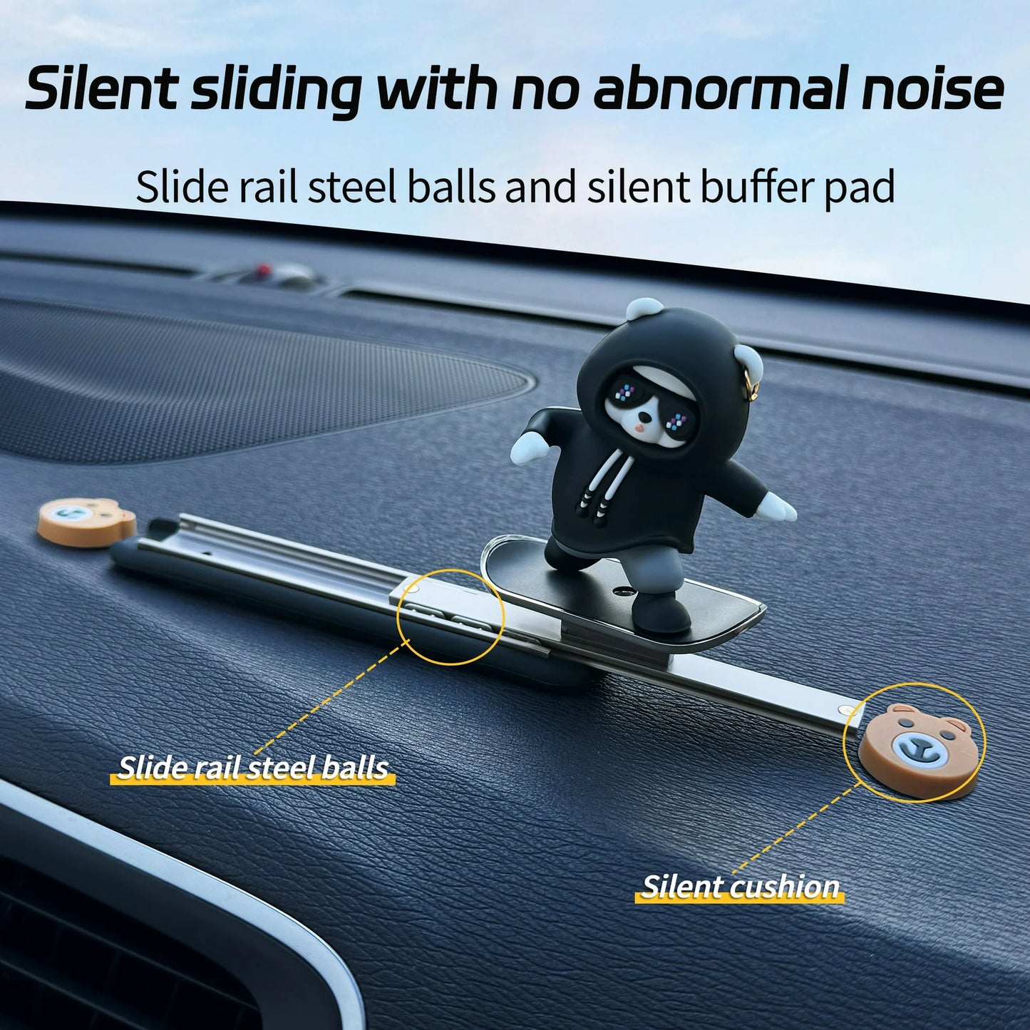 Skateboarding Bear Car Decor | Fun Car Interior Decoration | Cute Dashboard Ornament