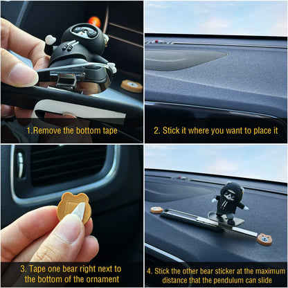 Skateboarding Bear Car Decor | Fun Car Interior Decoration | Cute Dashboard Ornament