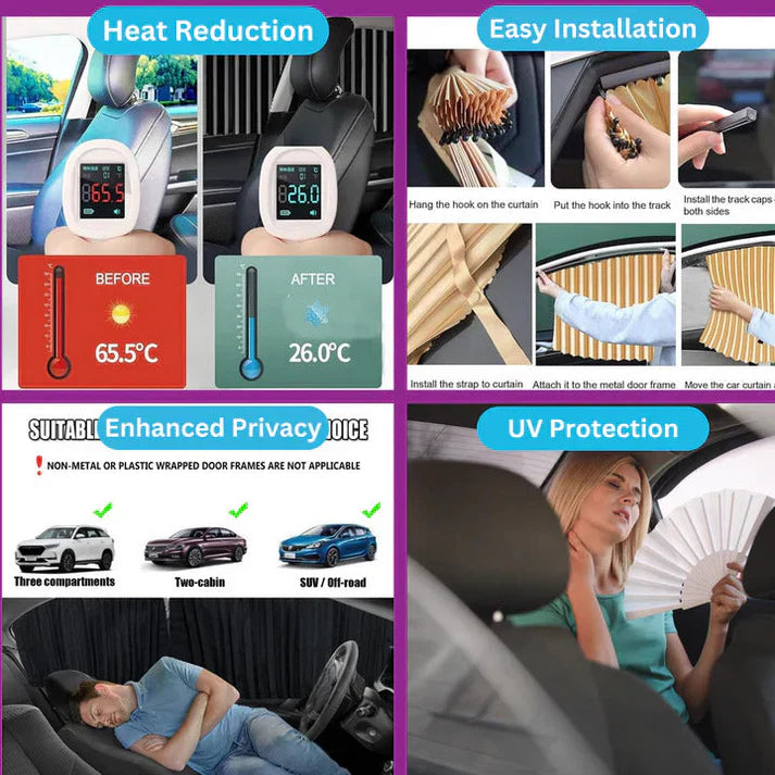 Magnetic Car Curtains for All Car Windows 🚘 UV Protection & Privacy Shades (Set of 4)