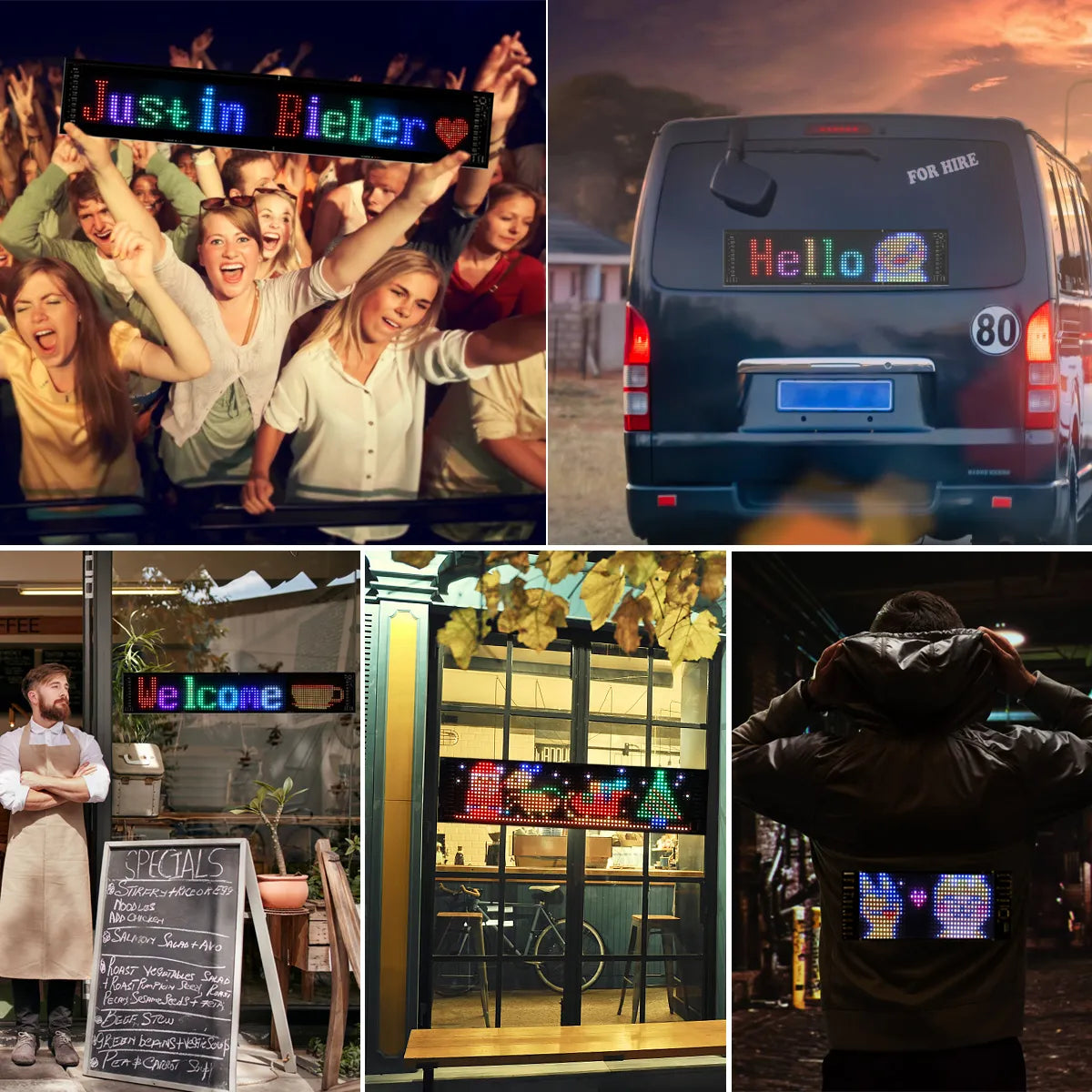 Flexible LED Matrix Panel Light – Bluetooth Programmable Car LED Display & Devil Eye Effect