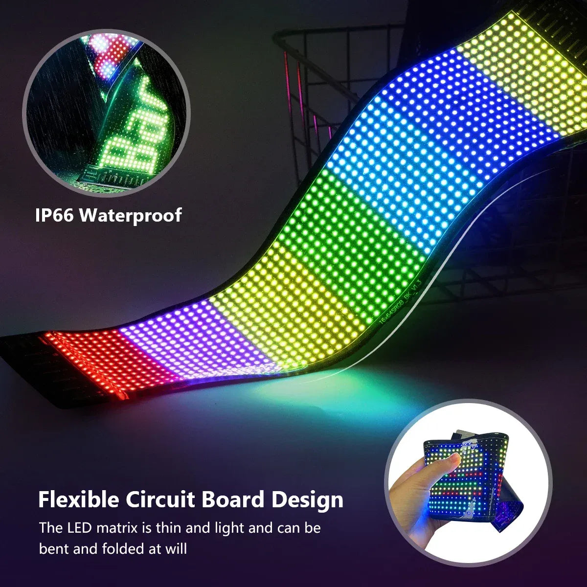 Flexible LED Matrix Panel Light – Bluetooth Programmable Car LED Display & Devil Eye Effect
