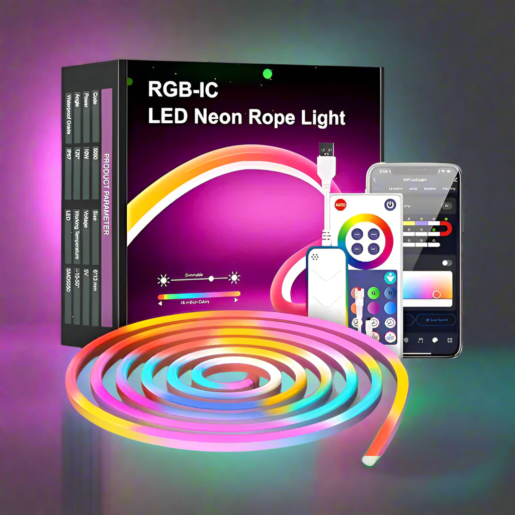 Smart Neon Strip Light – RGB LED Rope with App & Remote Control (5 M) 🎵✨