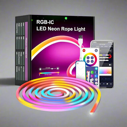 Smart Neon Strip Light – RGB LED Rope with App & Remote Control (5 M) 🎵✨