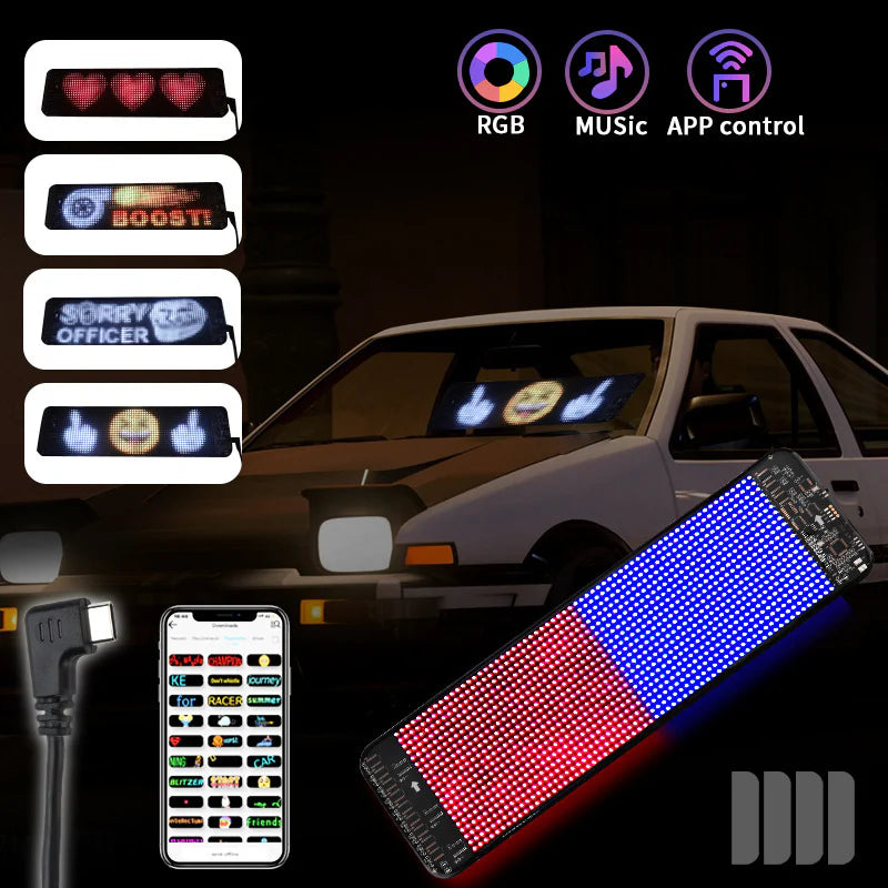 Flexible LED Matrix Panel Light – Bluetooth Programmable Car LED Display & Devil Eye Effect