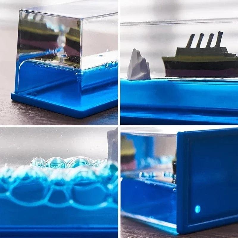 Black Pearl Ship in Fluid Liquid Drift Bottle - Zadon